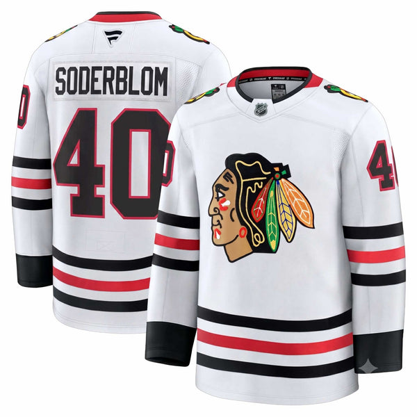 Chicago Blackhawks Arvid Söderblom Fanatics Road Premium Jersey With Authentic Lettering