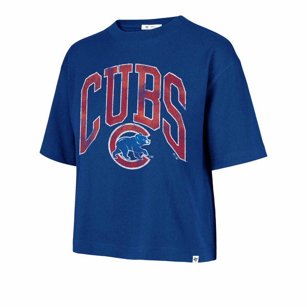 Chicago Cubs 47 Brand Women's Reed City Walking Bear Crop Short Sleeve T Shirt