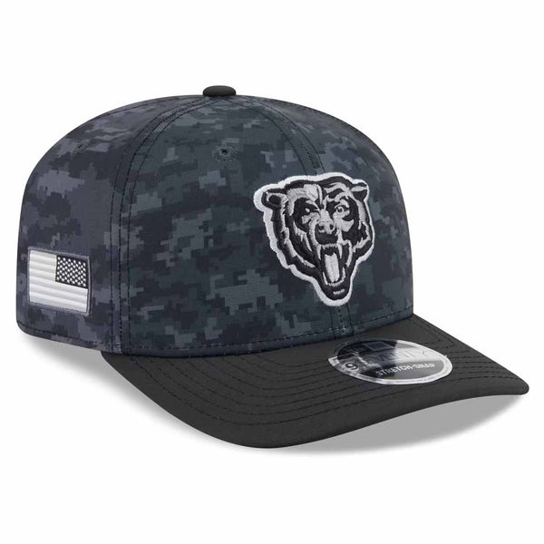 Chicago Bears New Era 2026 Youth Salute To Service Black Camo 9SEVENTY Snapback Adjustable Cap