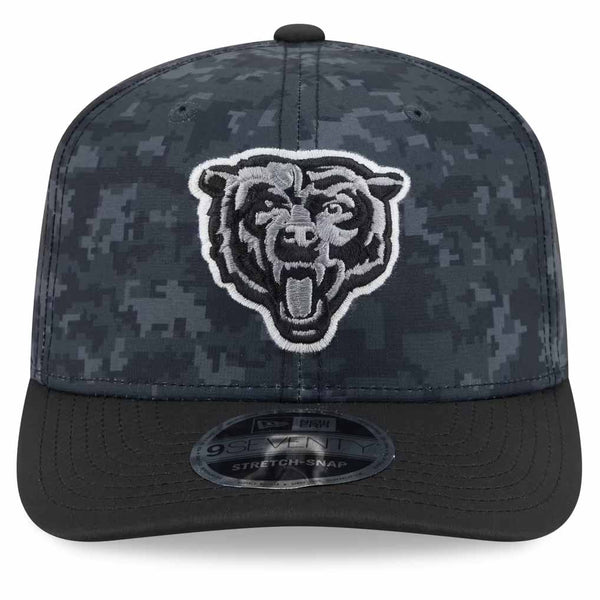 Chicago Bears New Era 2026 Youth Salute To Service Black Camo 9SEVENTY Snapback Adjustable Cap