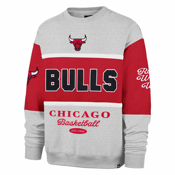 Chicago Bulls 47 Brand Racer Red Blockfield Maximalist Crew Neck Sweatshirt
