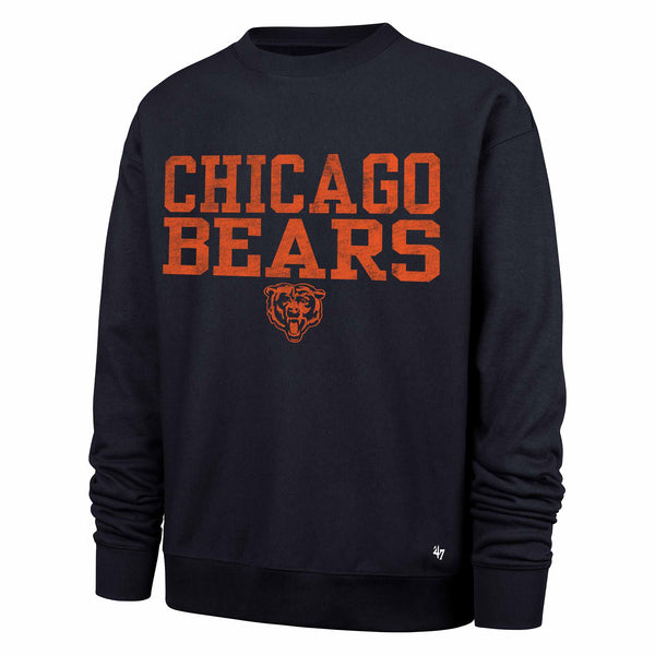 Chicago Bears 47 Brand Navy Campus Stack Foundation Crew Neck Sweatshirt