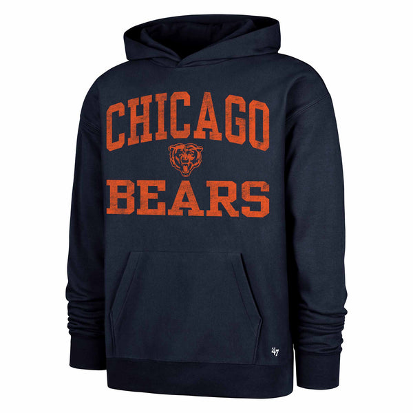Chicago Bears 47 Brand Navy Campus Stacked Arched Hooded Sweatshirt
