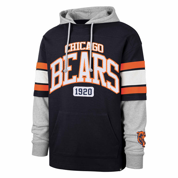 Chicago Bears 47 Brand Historic Navy Bridge Pass Training Pullover Hooded Sweatshirt