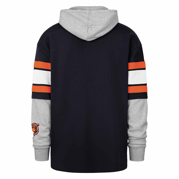 Chicago Bears 47 Brand Historic Navy Bridge Pass Training Pullover Hooded Sweatshirt