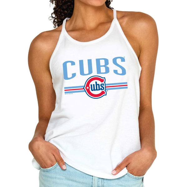 Chicago Cubs Soft As A Grape Women's White Baby Pique Back Tank Top