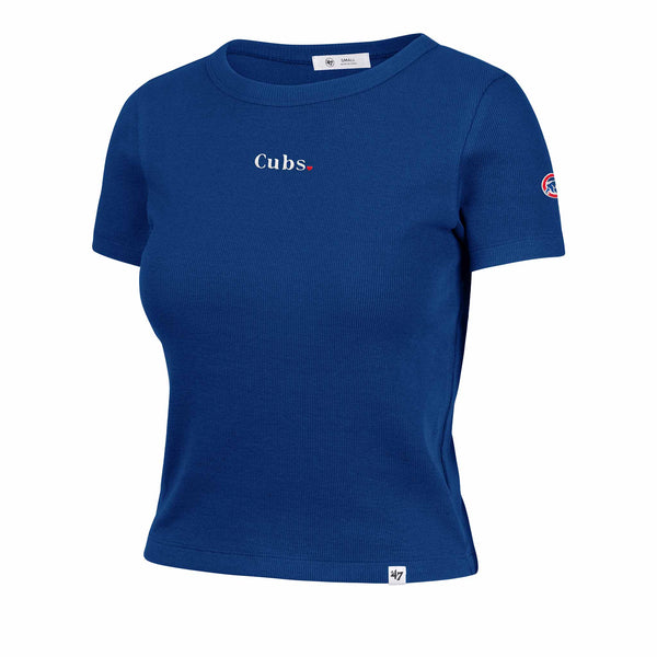 Chicago Cubs 47 Brand Women's With Love Baby Rib Short Sleeve T Shirt