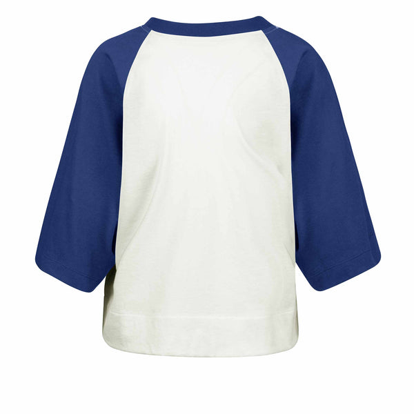 Chicago Cubs 47 Brand Women's Infield Shift Raglan Crop Short Sleeve T Shirt