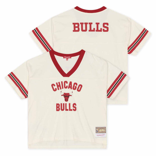 Chicago Bulls Mitchell And Ness Women's Retro Roots Boxy Yoke Crop Top Tee Shirt