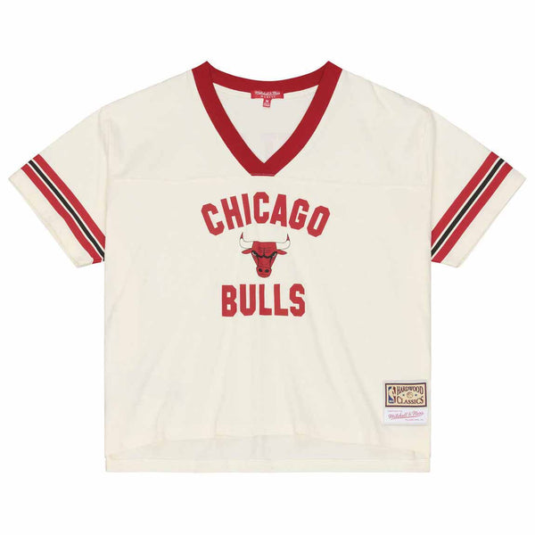 Chicago Bulls Mitchell And Ness Women's Retro Roots Boxy Yoke Crop Top Tee Shirt