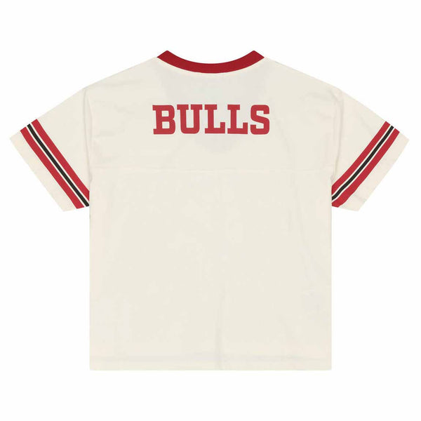 Chicago Bulls Mitchell And Ness Women's Retro Roots Boxy Yoke Crop Top Tee Shirt