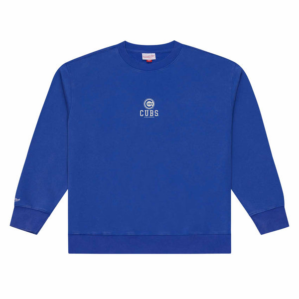 Chicago Cubs Mitchell And Ness Essentials Fleece Royal Blue Crew Neck Sweater