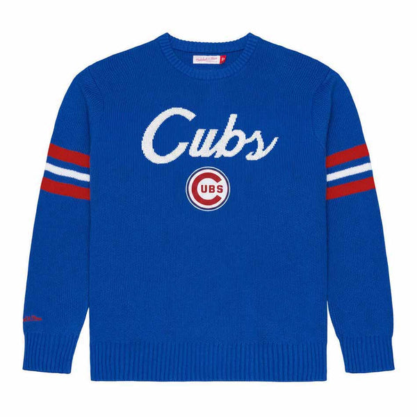 Chicago Cubs Mitchell And Ness Essentials Head Coach Crew Neck Sweater