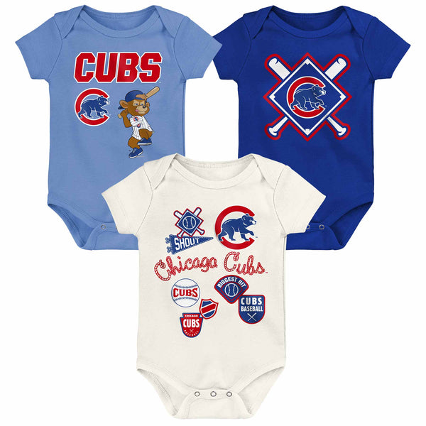 Chicago Cubs Newborn 3 Pack Creeper Set