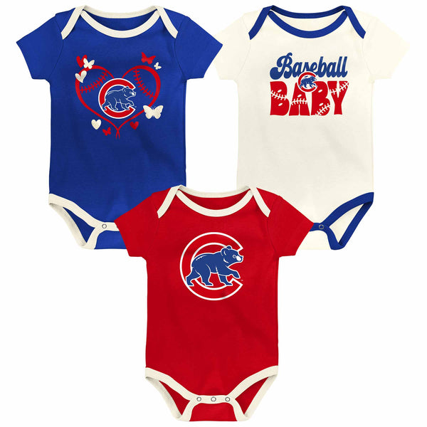 Chicago Cubs Newborn Girls 3 Pack Creeper Set