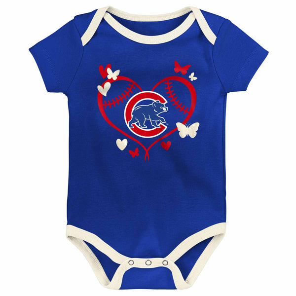 Chicago Cubs Newborn Girls 3 Pack Creeper Set