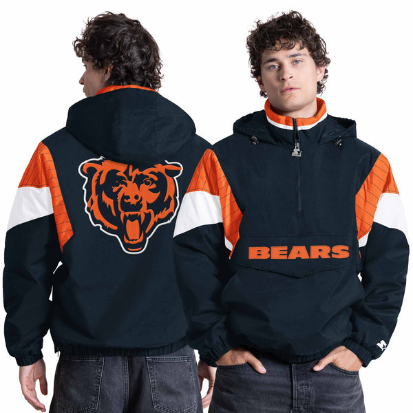 Chicago Bears Starter Nylon The Throwback Half Zip Hooded Jacket