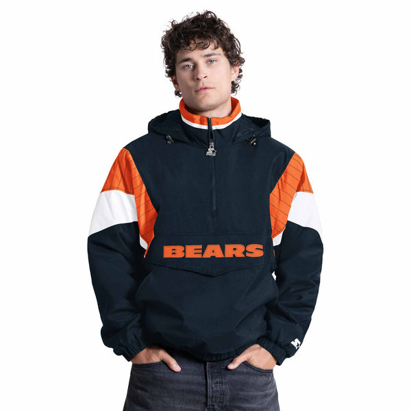 Chicago Bears Starter Nylon The Throwback Half Zip Hooded Jacket