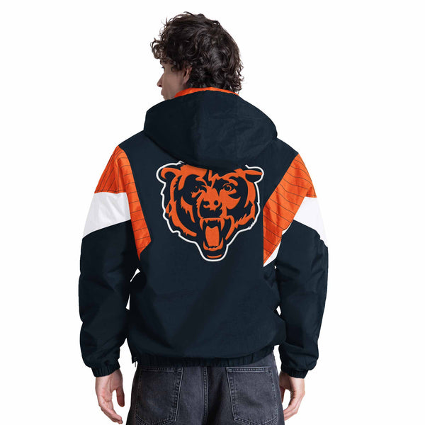 Chicago Bears Starter Nylon The Throwback Half Zip Hooded Jacket
