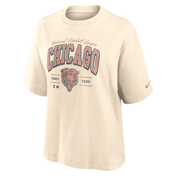 Chicago Bears Nike Womens Natural Tan Short Sleeve Boxy Tee Shirt