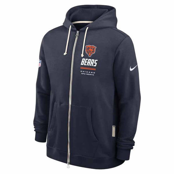 Chicago Bears Nike 2026 Sideline Marine Blue Full Zip Script Hooded Sweatshirt