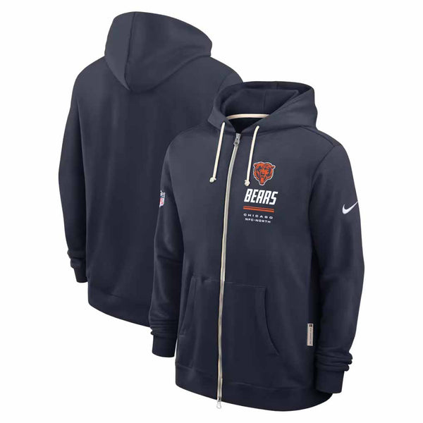 Chicago Bears Nike 2026 Sideline Marine Blue Full Zip Script Hooded Sweatshirt
