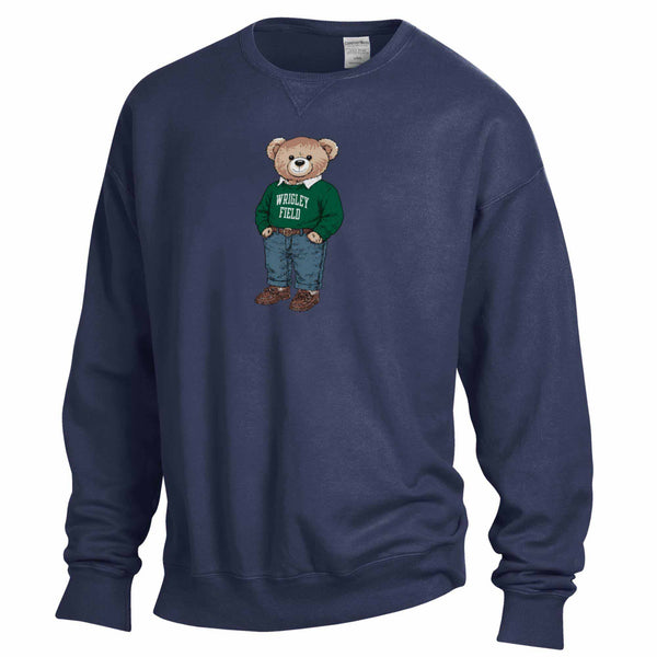 Wrigley Field Teddy Bear Comfort Wash Navy Blue Crewneck Sweatshirt