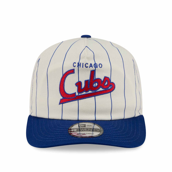 Chicago Cubs New Era Retro Striped Script Snapback Adjustable Cap