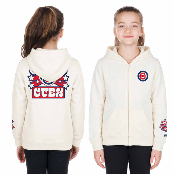 Chicago Cubs New Era Youth Script Bullseye Full Zip Hooded Sweatshirt