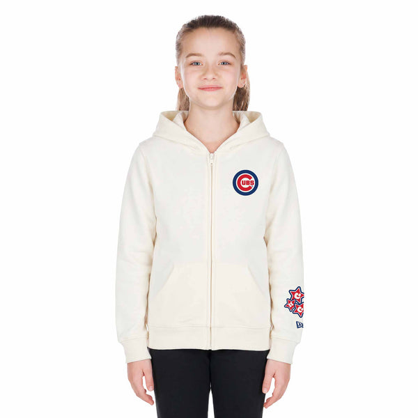 Chicago Cubs New Era Youth Script Bullseye Full Zip Hooded Sweatshirt