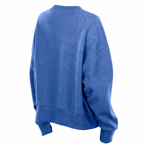 Chicago Cubs New Era Women's Retro Script Distressed Bullseye Crewneck Sweatshirt