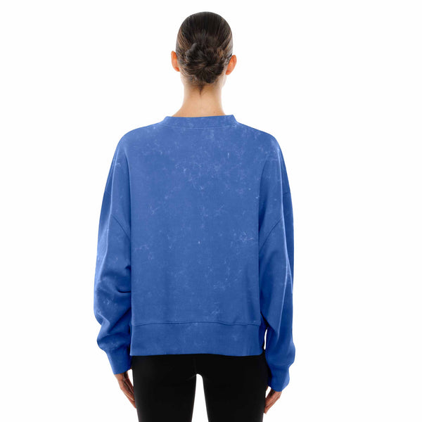 Chicago Cubs New Era Women's Retro Script Distressed Bullseye Crewneck Sweatshirt