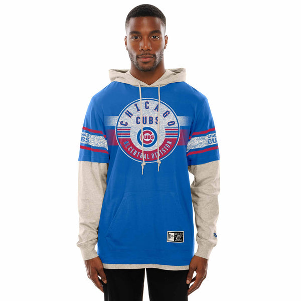 Chicago Cubs New Era Two Tone Retro Gamer Bullseye Hooded Sweatshirt