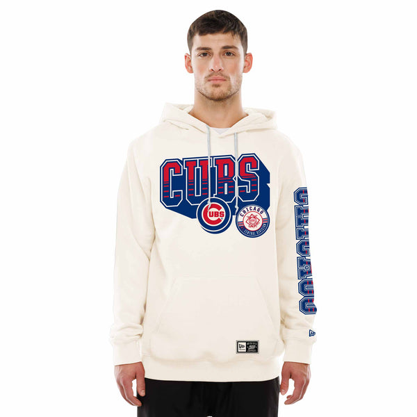 Chicago Cubs New Era Two Tone Retro Gamer Cream Pop Hooded Sweatshirt