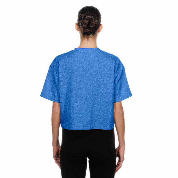 Chicago Cubs New Era Women's Throwback Walking Bear Multi Logo Short Sleeve Tee Shirt