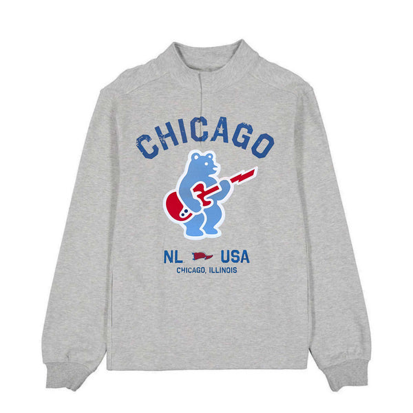 Chicago Cubs New Era Grey Rock bear Quarterzip Sweatshirt