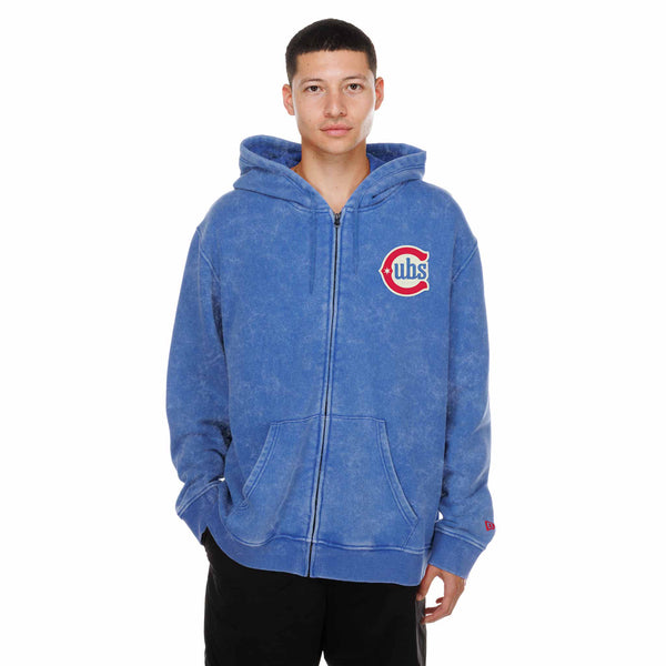 Chicago Cubs New Era Distressed Alternate Full Zip Hooded Sweatshirt