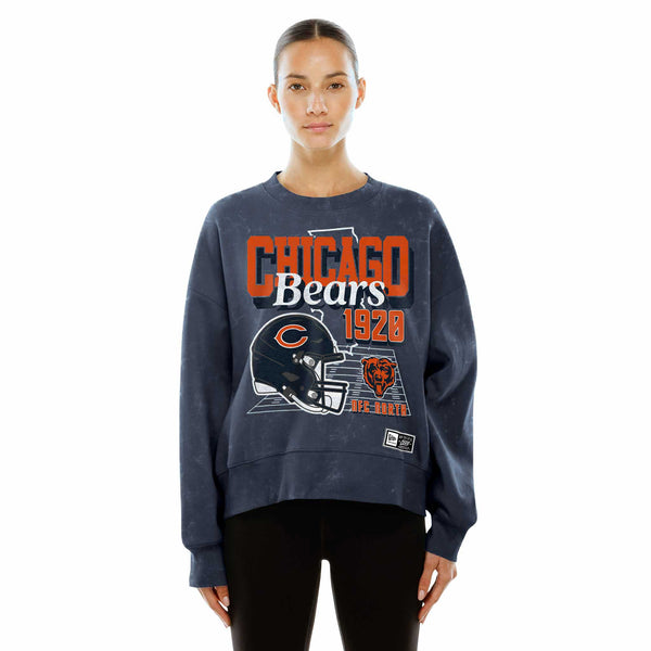 Chicago Bears New Era Women's Distressed Retro Multi Logo Crewneck Sweatshirt
