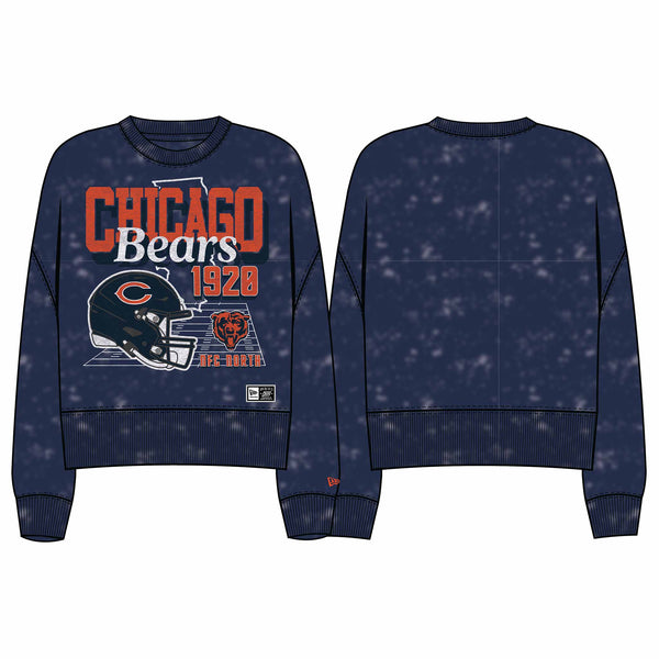 Chicago Bears New Era Women's Distressed Retro Multi Logo Crewneck Sweatshirt