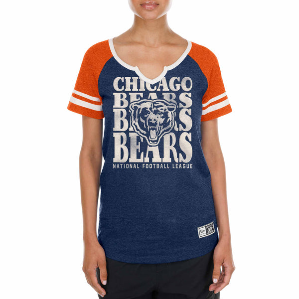 Chicago Bears New Era Raglan Stacked Short Sleeve Tee Shirt