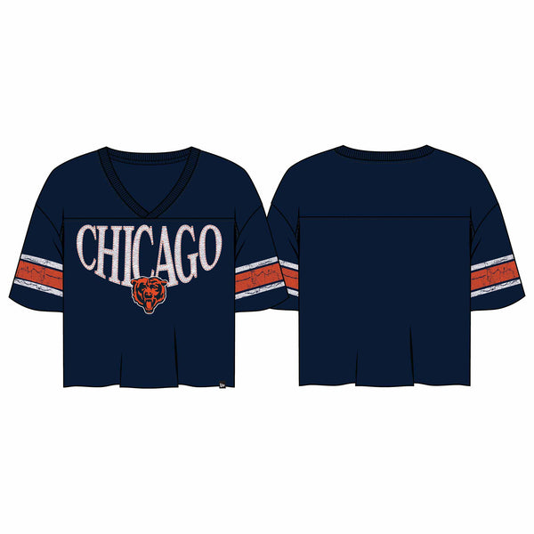 Chicago Bears New Era Women's Stretch Script Boxy Crop Top Tee Shirt