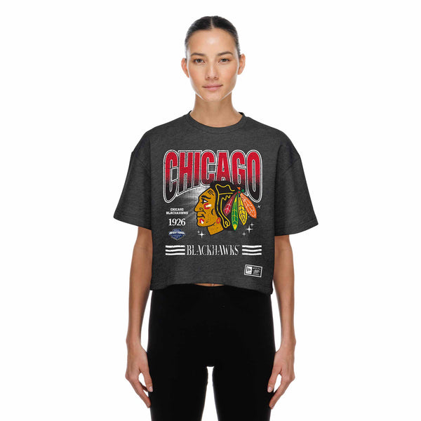 Chicago Blackhawks New Era Women's Retro Multi Logo Short Sleeve Tee Shirt