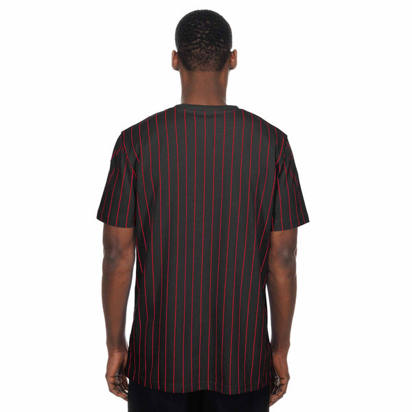 Chicago Blackhawks New Era Retro Black Pinstripe Short Sleeve Tee Shirt