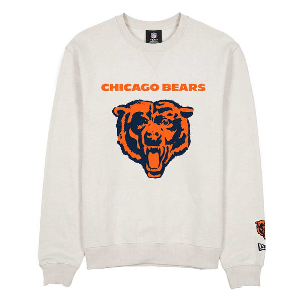 Chicago Bears New Era Cream Primary Logo Chest And Sleeve Crewneck Sweatshirt