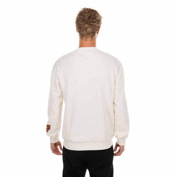 Chicago Bears New Era Cream Primary Logo Chest And Sleeve Crewneck Sweatshirt