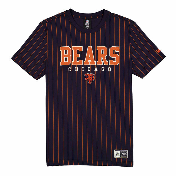 Chicago Bears New Era Retro Black Pinstripe Block Script Short Sleeve Sweatshirt