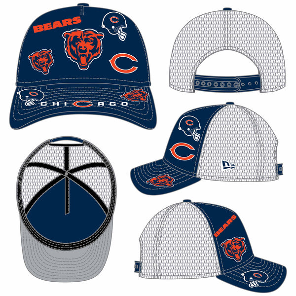 Chicago Bears Nike Navy 9FORTY M-Crown A-Frame All Over Adjustable Cap