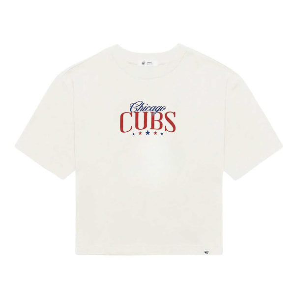Chicago Cubs 47 Brand Sandstone Bow Burst Reed City Short Sleeve Boxy Tee Shirt