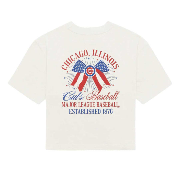 Chicago Cubs 47 Brand Sandstone Bow Burst Reed City Short Sleeve Boxy Tee Shirt