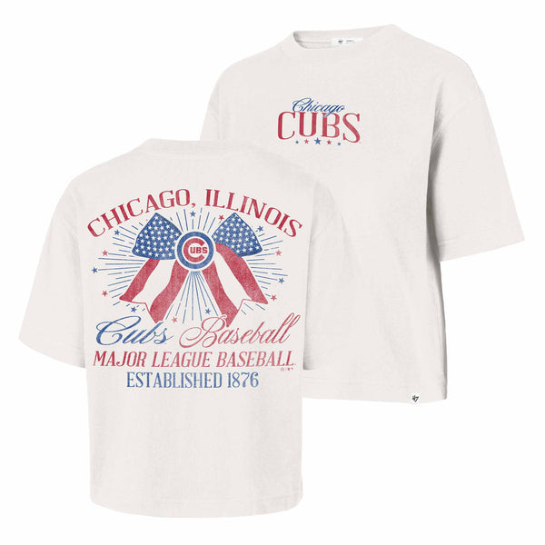 Chicago Cubs 47 Brand Sandstone Bow Burst Reed City Short Sleeve Boxy Tee Shirt